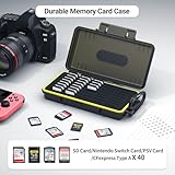 40 Slots Durable Memory Card Case Holder Organizer Keeper Water-Resistant Protector for SD SDHC SDXC Cfexpress Type A Camera Memory Card for Sony PSV PS Vita for Nintendo Switch Game Cards Storage