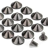 YORANYO 100 Sets Cone Spikes and Studs 4.7MM Height Gun Metal 3/16" Bullet Spikes Screw Back Punk Studs and Spikes for Clothing Shoes Leather Craft Belts Bag Rivets with Installation Tools