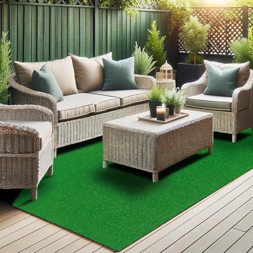 Ottomanson Artificial Grass Turf 7'10" x 9'10" Indoor Outdoor Faux Grass Rug with Drainage Holes, Customizable with Extra Long Size Options, Perfect for Patio Lawn Balcony Weddings Photoshoot Backdrop