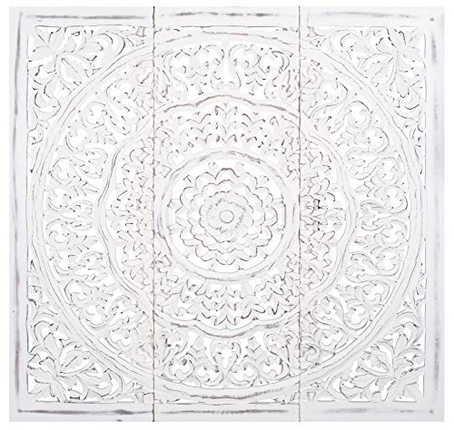 The Wooden Town Wall Hanging Plaques - Wall Art Wall Décor Plaques - 36x12 Inch White Antique, Elegant Sculpture Wall Décor Panel to Enhance the Décor of Your Room or Office