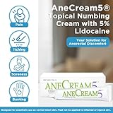 AneCream5-5% Lidocaine Numbing Cream - Maximum OTC Strength, Medical Grade Numbing Cream, Topical Anesthetic Lidocaine for Local & Anorectal Uses, Hemorrhoid Cream (0.5 oz/15 g)