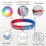 Custom Wristbands 100-1000 PCS - Bulk Wristbands for Events. Personalized Bracelets with Clear Icon & Text Printing. Custom Rubber Bracelets for Promotion, Motivation, Expression, Gifts, and Support