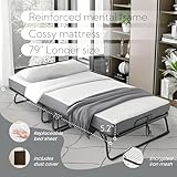 Mutital 79" x 37" Twin Size Folding Bed for Adults with 5.2" Mattress, Sturdy Portable Foldable Bed on Wheels with Storage Cover, Folding Guest Bed, Rollaway Bed with Metal Frame, Cot Size Extra Bed