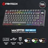 FANTECH MAXFIT81 Mechanical Keyboard PBT Keycaps RGB 75% Gaming Keyboard with Customizable OLED Display & Knob, Hot Swappable Modular Sound Proofing Base, Gateron Yellow Switch, Black