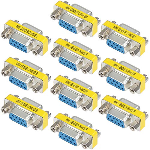 abcGoodefg 9 Pin DB9 Cable Gender Changer Female to Female VGA Gender Changers Coupler Adapter 10 Pack