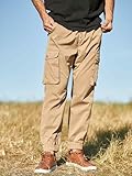 JMIERR Men's Casual Pants Comfy Slim Fit Elastic Waist Drawstring Stretch Tapered Athletic Workout Lightweight Cargo Joggers Sweatpants with Pockets, S, Khaki