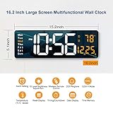 Digital Wall Clock Large Display, 16.2 Inch , LED Digital Clock with Remote Control for Living Room Decor, Automatic Brightness Dimmer with Date Week Temperature (Orange)