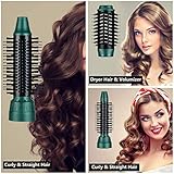 Sinperne Hair Dryer Brush, 3 in 1 Interchangerable Hair Dryer & Volumizer, Ceramic Negative Ion Curling Dryer Styler Brush with 3 Brush Heads (Green)