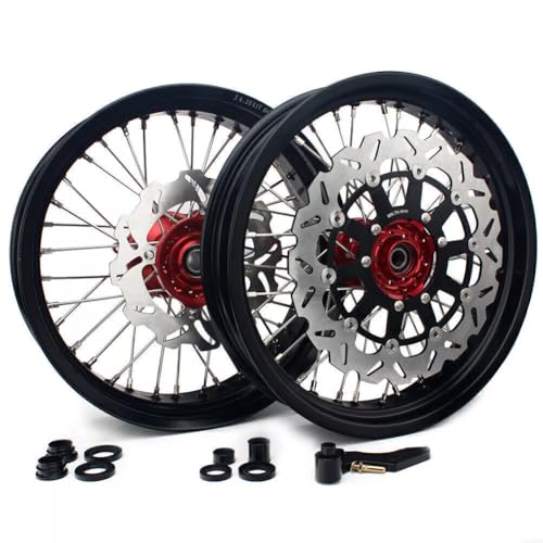 TOFR 17" Supermoto Wheel Set Rims Rotor Screws Sprocket for Honda CRF 250 450 R X 2013-2020