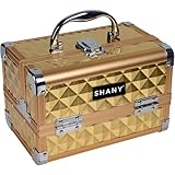 SHANY Chic Makeup Train Case Cosmetic Box Portable Makeup Case Cosmetics Beauty Organizer Jewelry storage with Locks, Multi trays Makeup Storage Box with Makeup Mirror - Golden House