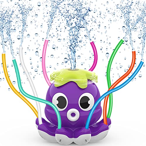 SAMTOP Outdoor Water Spray Sprinkler for Kids and Toddlers, Summer Outside Toys Backyard Games with 8 Wiggle Tubes, Attaches to Garden Hose Splashing Fun Toys for 3 4 5 6 7 8 Year Old Boys Girls Gifts
