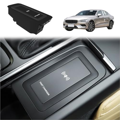ASHOIH Wireless Car Charger for Volvo XC60 XC90 S60 S90 V60 V90 2015-2024, 15W Fast Wireless Charger, Center Console Wireless Charger, Vehicle Mobile Phone Charging Station