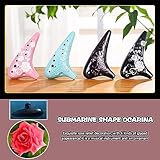 Ocarina Instrument Beginners Practice Elegant Rose Relief Ocarina, School/Training Institution 12 Hole Alto C Submarine Shape Wind Instruments, Birthday (Yellow)