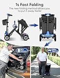 Mobility Scooter for Adults, Seniors - 37.5 lbs Ultra Lightweight Folding Mobility Scooters for Seniors Airport Approved, All Terrain 4 Wheel Motorized Scooter for Travel, 275 lbs Capacity, Blue