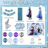 Frozen Birthday Party Supplies, Frozen Party Decorations 82 PCS Include Frozen Backdrop Snowflake Balloon Garland Arch Kit, Elsa, Anna and Olaf Foil Balloon and Happy Birthday Banner for Kids Birthday