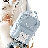 e-youth Women Girls Japanese And Korean Style Bags Kawaii Cat Canvas School Backpack (Blue) One Size