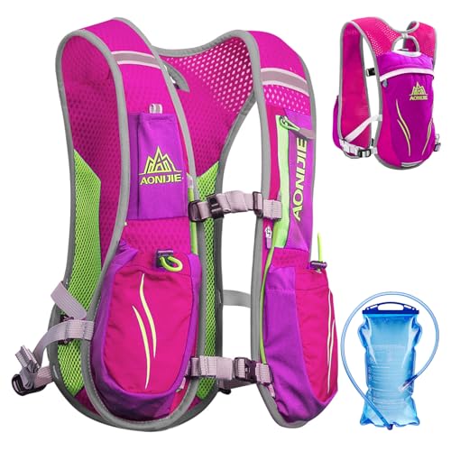 TRIWONDER Running Vest for Men Women Hydration Backpack Water Pack Pink 5.5L Lightweight Runner Marathon Trail Hiking Cycling Jogging Sport Gym (01 Rose Red 5.5L - with 1.5L Water Bladder)