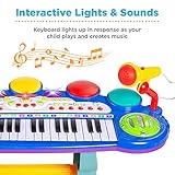 Best Choice Products 37-Key Kids Electronic Musical Instrument Piano Learning Toy Keyboard w/Multiple Sounds, Lights, Microphone, Stool - Blue