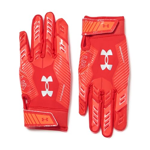 Under Armour Boys' F9 Nitro Football Gloves, (600) Red/Beta/Metallic Silver, Small