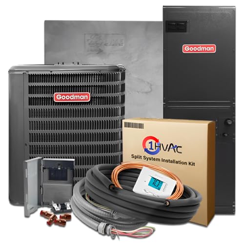 Goodman 15.2 SEER2 Central Split Unit Heat Pump AC/Heating System with 50' Install and 10K Backup Heat Kit | 2-Ton 24000 BTU, TXV Device, Single Stage HVAC System | R32 Refrigerant