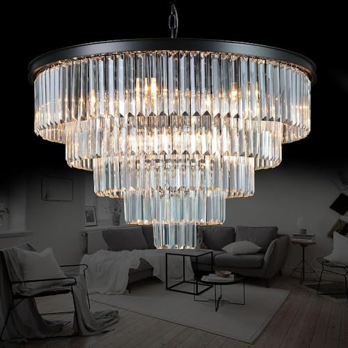 MEELIGHTING Luxury Modern Crystal Chandeliers Lighting Contemporary Pendant Chandelier Ceiling Lamp Lights Fixture 5-Tier (16 Lights) for Dining Room Living Room Hotel