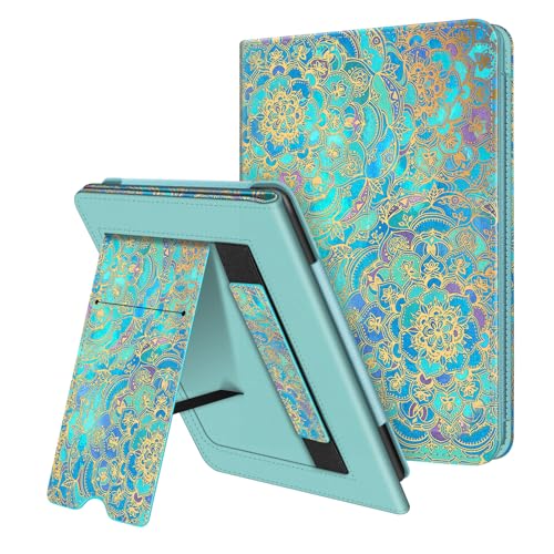 Fintie Stand Case for 6" Kindle Paperwhite (Fits 10th Generation 2018 and All Paperwhite Generations Prior to 2018) - Premium PU Leather Sleeve Cover with Card Slot and Hand Strap, Shades of Blue