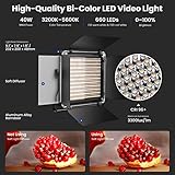 NEEWER 2 Pack Bi Color 660 LED Video Light and Stand Kit: (2) 3200-5600K CRI 96+ Dimmable Light with U Bracket and Barndoor, (2) 75 inches Light Stand for Studio Photography, Video Recording (Black)