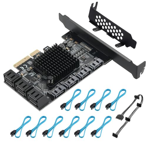PCIE to SATA 3.0 Card 10 Ports,PCIE to SATA III 6Gbps Expansion Card,ASM1166+JMB575 Chips