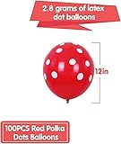 TONIFUL 100pcs Red and White Polka Dots Balloons 12inch Large Polka Dot Latex Party Mouse Balloons for Wedding Birthday Party Festival Decoration Halloween Christmas New Year Supplies