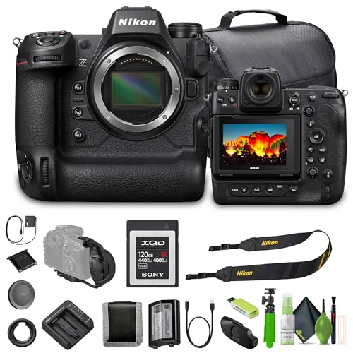 Nikon Z9 Flagship Professional Full-Frame Stills/Video FX-Format Mirrorless Camera + Memory Card Wallet + 120GB G XQD Memory Card + Card Reader + 3 Piece Filter Kit + Flex Tripod + More (Renewed)