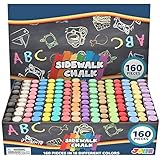 160 PCS Sidewalk Chalks Set Non-Toxic Washable Jumbo Chalk for Outdoor Art Play, Painting on Chalkboard, Blackboard and Playground