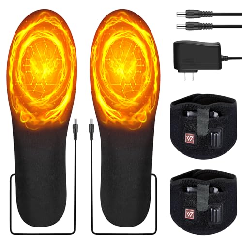 Heated Insoles | Rechargeable 7.4V 2700mAh Battery | Up to 12 Hours Heating | Button Control Foot Warmers for Men & Women | Perfect for Hiking, Camping, Outdoor Use