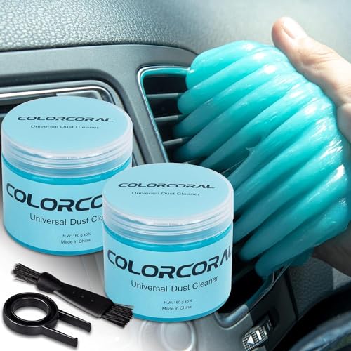 COLORCORAL 2Pack Cleaning Gel Universal Dust Cleaner for Car Vent Keyboard Cleaning Detailing Slime Putty Cleaning Kit Car Accessories, Gifts for Adults Men Women Kids Teens