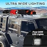 Partree Roof Rack with Ladder Fit for Jeep Wrangler JK 2007-2018 4 Doors w/2 Ladder & 4 LED Lights & Cargo Net Hard Top Roof Rack Cargo Basket Luggage Carrier Cargo Rack (You Will get 2 Packages)