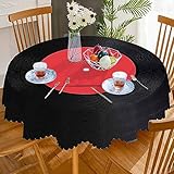 AOYEGO Vinyl Record Round Tablecloth 60 Inch Music Disk Modern Classic Table Cloth Polyester Tablecloths for Home Decor, Parties, Picnic