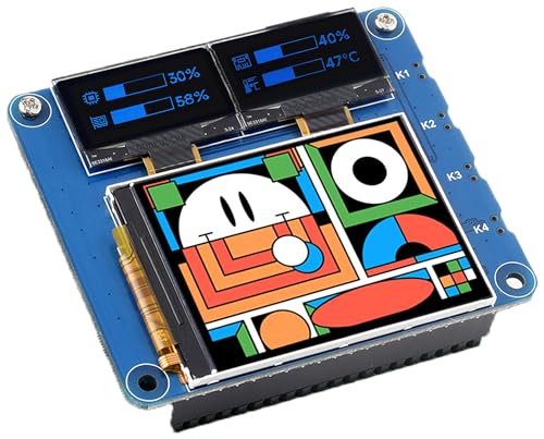 Triple OLED/LCD HAT for Raspberry Pi 5/4B/3B+/3B/Zero W/Zero 2W, Onboard 2inch IPS LCD Main Screen 240x320 SPI Interface and Dual 0.96inch OLED Secondary Screens 128x64 I2C Interface
