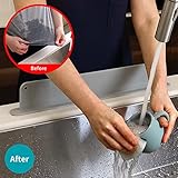 BLUE GINKGO Sink Splash Guard - (Upgraded Design) Premium Silicone Water Splash Guard for Sink | Kitchen Island Sink Backsplash Guard (18.9 x 2.9 Inch) - Gray