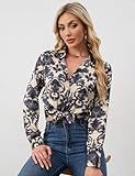 BBIBBI Womens Shirts Casual Dressy Tops Long Sleeve Button Down Blouses Fashion Tops Trendy Camisas para Mujer Black Pattern2 L