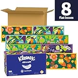 Kleenex Ultra Soft Facial Tissues, 8 Flat Boxes, 180 Tissues per Box, 3-Ply, Packaging May Vary