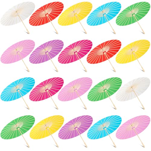 Sanwuta 20 Pcs Paper Umbrella 23.6'' Paper Parasol DIY Decorative Gift Chinese Umbrella for Wedding Christmas Props(Multicolor)