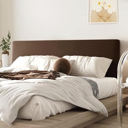 GZYLCH Velvet Headboard Covers, Stretch Bed Headboard Slipcover for Queen Cal King Size, Universal Solid Color Dustproof Bed Head Protector Cover for Bedroom Bed Head,Deep Coffee,King:78.7in