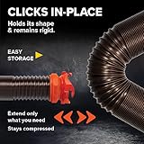 Camco RhinoFLEX 15-Ft Camper/RV Sewer Hose Kit - Features Clear Elbow Fitting w/Removable 4-in-1 Adapter - Connects to 3” Slip or 3”/3.5”/4” NPT Threaded Sewer Connection (39770)