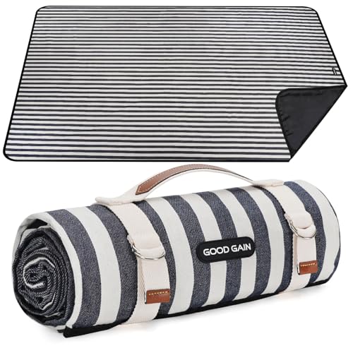Picnic Blankets Outdoor Extra Large - Waterproof Picnic Blanket with Carry Strap | Machine Washable Picnic Mat with Sandproof Backing for Park,Grass,Hiking,Travel,Concerts,Indoor(Aegean Blue)