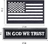 Harsgs 2PCS in God We Trust and American Flag Tactical Morale Patch, Hook & Loop Patch Full Embroidery Military Patch for Caps Bags Vests Military Uniforms