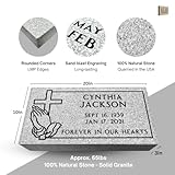 Headstone for Graves - 20 x 10 x 3 - Flat Grave Marker for Cemetery - Gray Granite Monument Grade, Made in The USA - Includes Engraving - Multiple Design Options