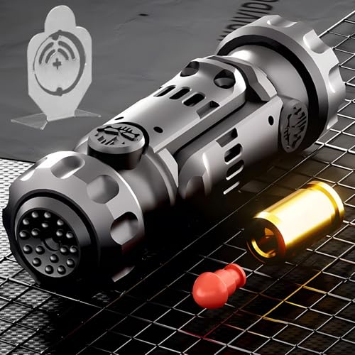 Metal Tungsten Steel Fidget Toy Gun Fidget Slider Fidget Gun Stress Relief Relax EDC Gyro Finger Toy Fidget Ring Fingertip Textured Spinner (Black)
