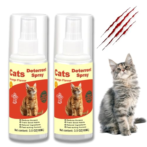 MGSDL Cat Deterrent Spray, Cat Spray Indoor - Effective Cat Scratch Furniture for Pet Behavior Training - Protector Stay Away from Restricted Areas - Indoor & Outdoor Deterrent - 2 Pack 7.0 fl.oz.