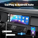 Single Din Car Stereo with Apple Carplay Android Auto,6.9 Inch IPS Touch Screen Car Stereo with Backup Camera, Car Raido Support Mirror Link Bluetooth Handsfree FM AM USB EQ SWC