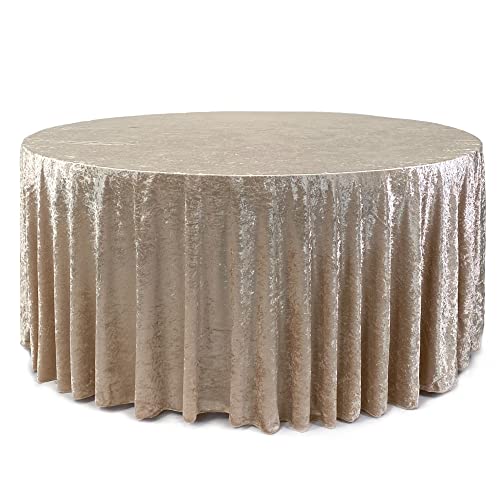 YOUR CHAIR COVERS - 132 Inch Round Crushed Velvet Tablecloth for 6 ft. Round Tables - Champagne