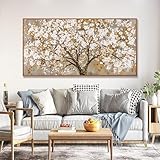 Wall Art Gold Nature Tree Of Life Abstract Canvas Painting Textured Picture Modern Wall Art Landscape Artwork Framed For Living Room Bedroom Bathroom Office Home Decor 24"X48"Painting